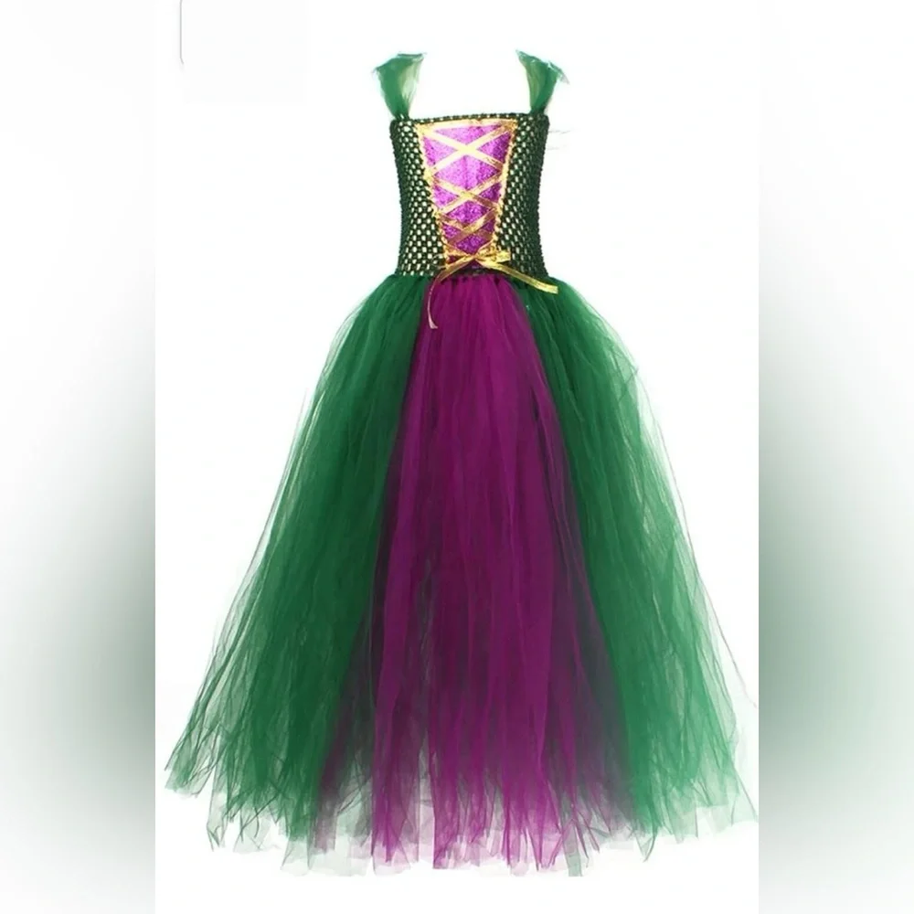 Green and Purple Tulle Witch costume one size- 5-10 Sanderson sisters Halloween